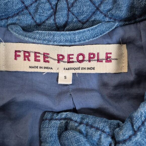 Free People Quinn Quilted Denim Jacket Size S - Picture 4 of 10
